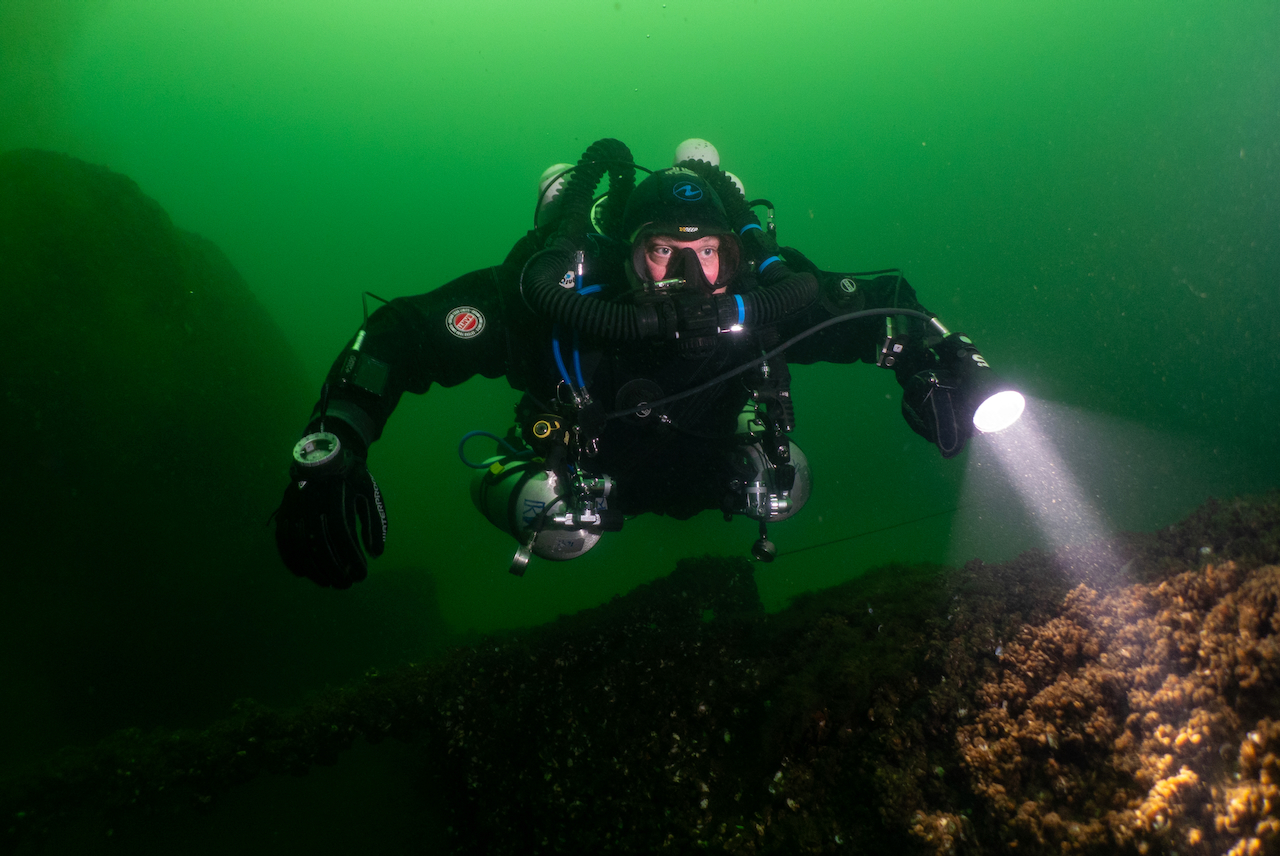 Diver exploring underwater reef