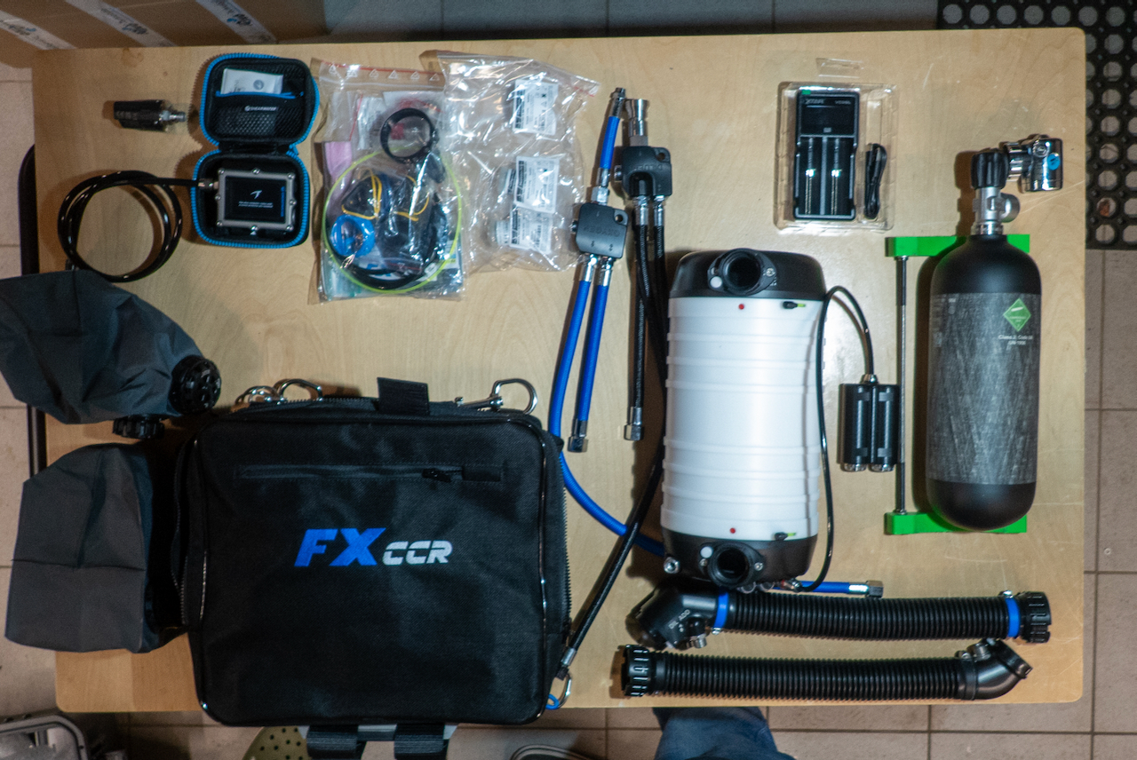 Full FX CCR kit laid out flat on the workbench